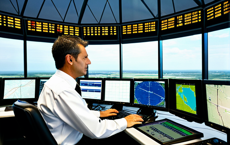 항공교통관제 업무 중 혼란 상황 대처법 - Air Traffic Controller at Workstation**
"A professional air traffic controller at their workstation...