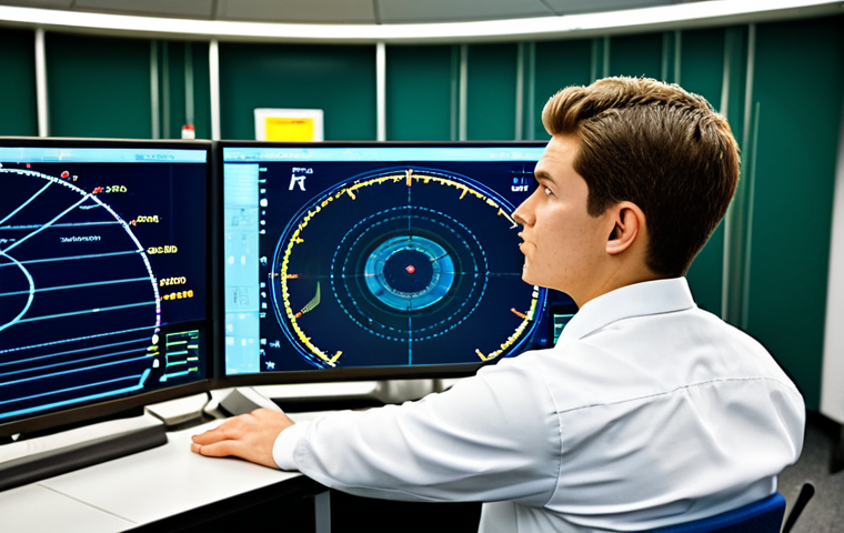 항공교통관제사가 되기 위한 대학 전공 선택 - Air Traffic Controller Training**
"A student at an air traffic control simulator, fully clothed in ...