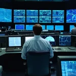 Home 18 관제사 인턴 경험을 통해 배울 수 있는 것들 - **Prompt 1: The First Glimpse into Air Traffic Control**
A highly detailed image of a modern air...